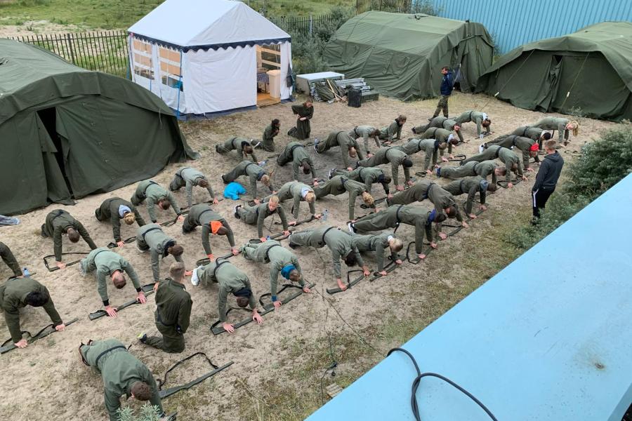 studenten training buiten 