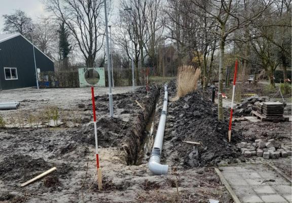 Studenten Vonk pakken wateroverlast schooltuin aan